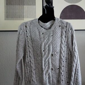 Zara Light Gray Cable Knit Sweater